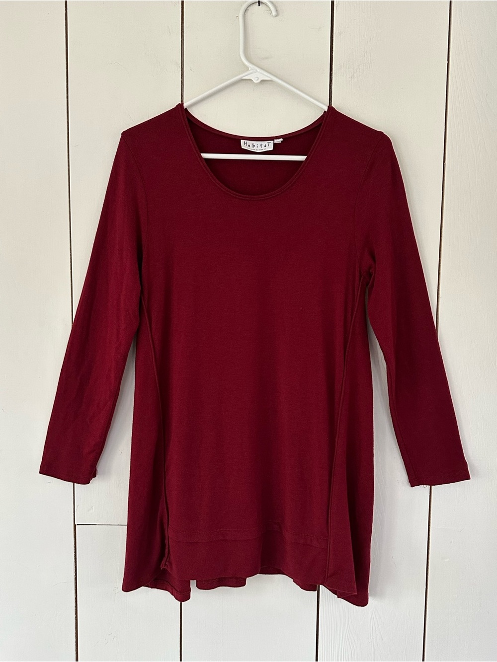 Habitat Scoop Neck Swing Tunic Top Sz S Burgundy Red